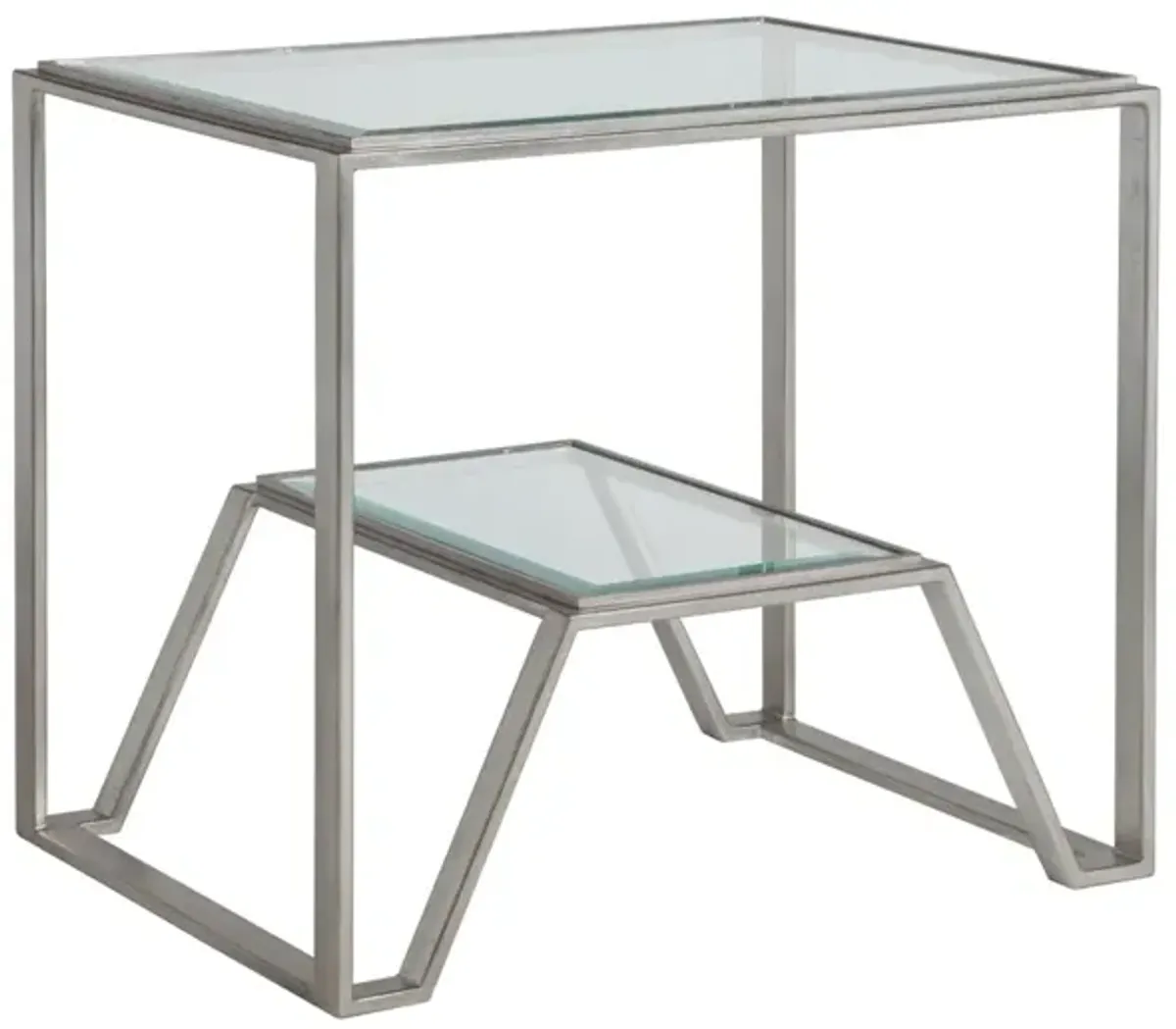 Artistica Home by Lexington Metal Designs Byron 28 Inch Rectangular Metal End Table Silver Leaf/Clear