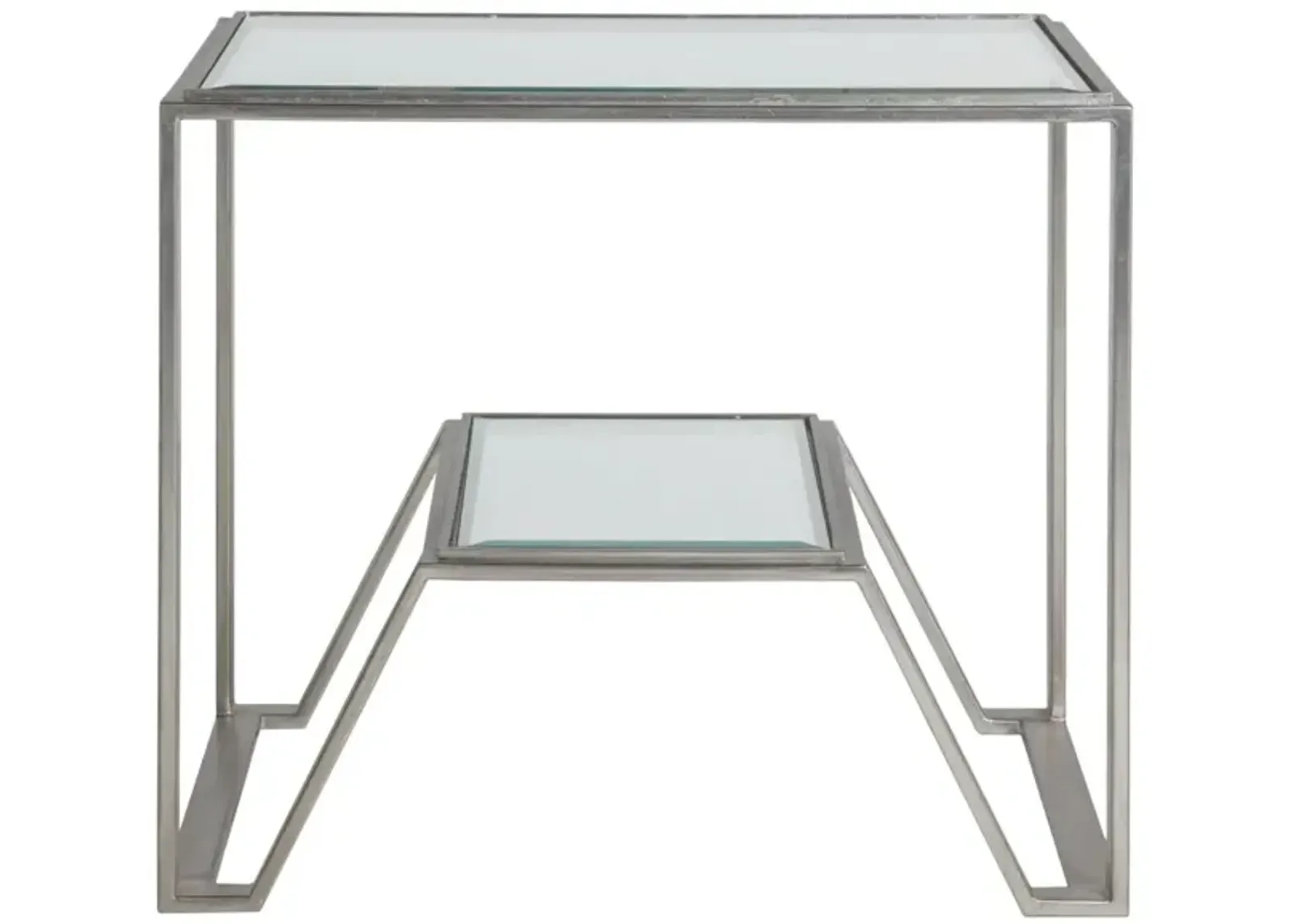 Artistica Home by Lexington Metal Designs Byron 28 Inch Rectangular Metal End Table Silver Leaf/Clear