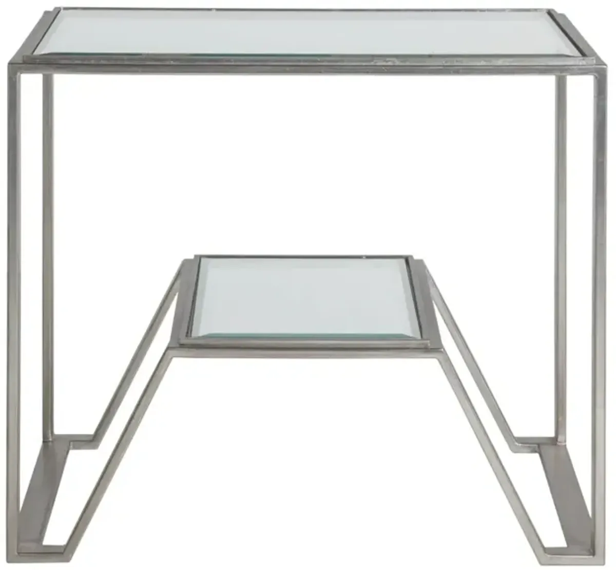 Artistica Home by Lexington Metal Designs Byron 28 Inch Rectangular Metal End Table Silver Leaf/Clear