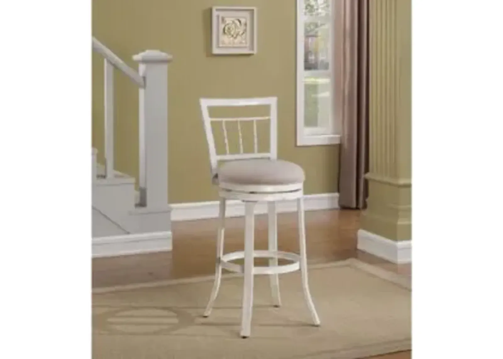 American Woodcrafters Palazzo Stool with Metal Back Frame in Antique White