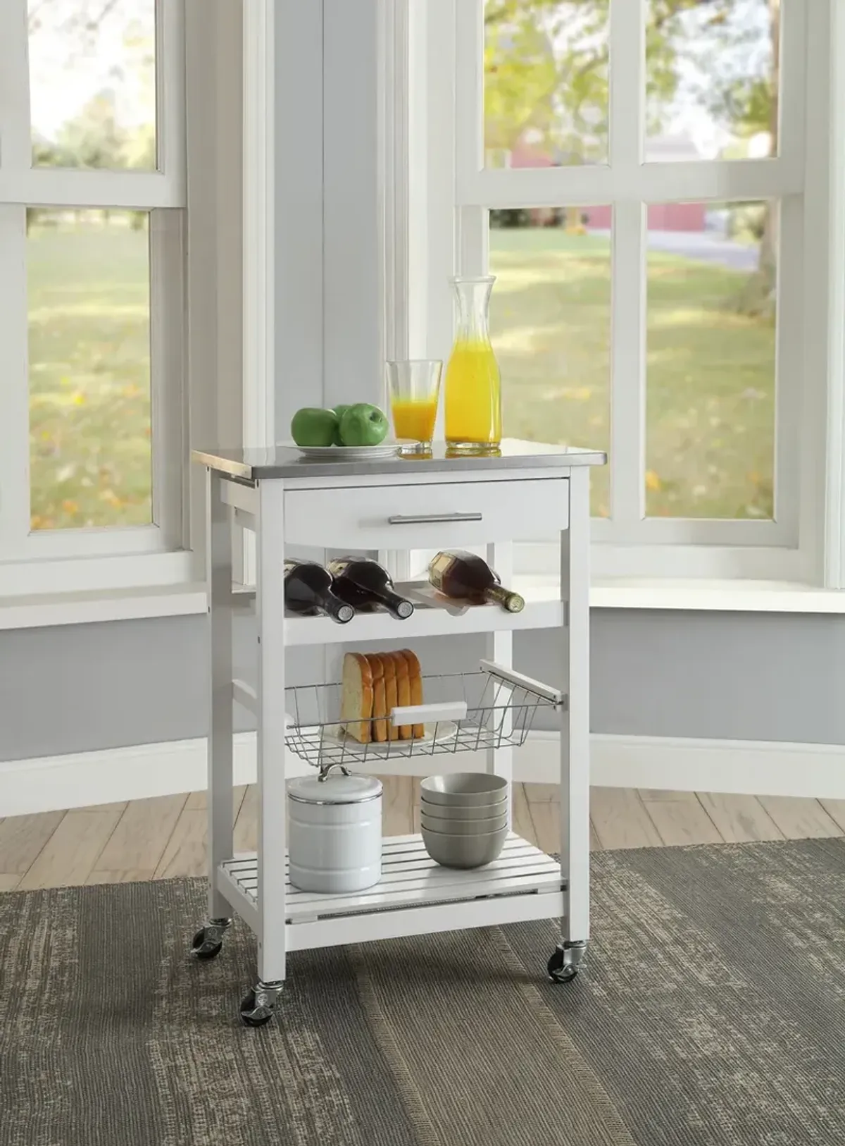 Linon Clarke White Kitchen Cart