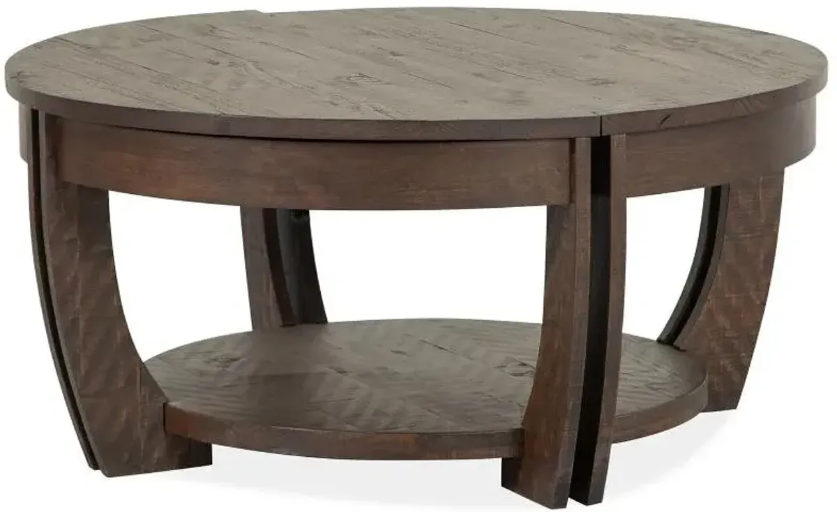 WOOD LIFT TOP STORAGE COCKTAIL TABLE WITH CASTERS - LYNDALE