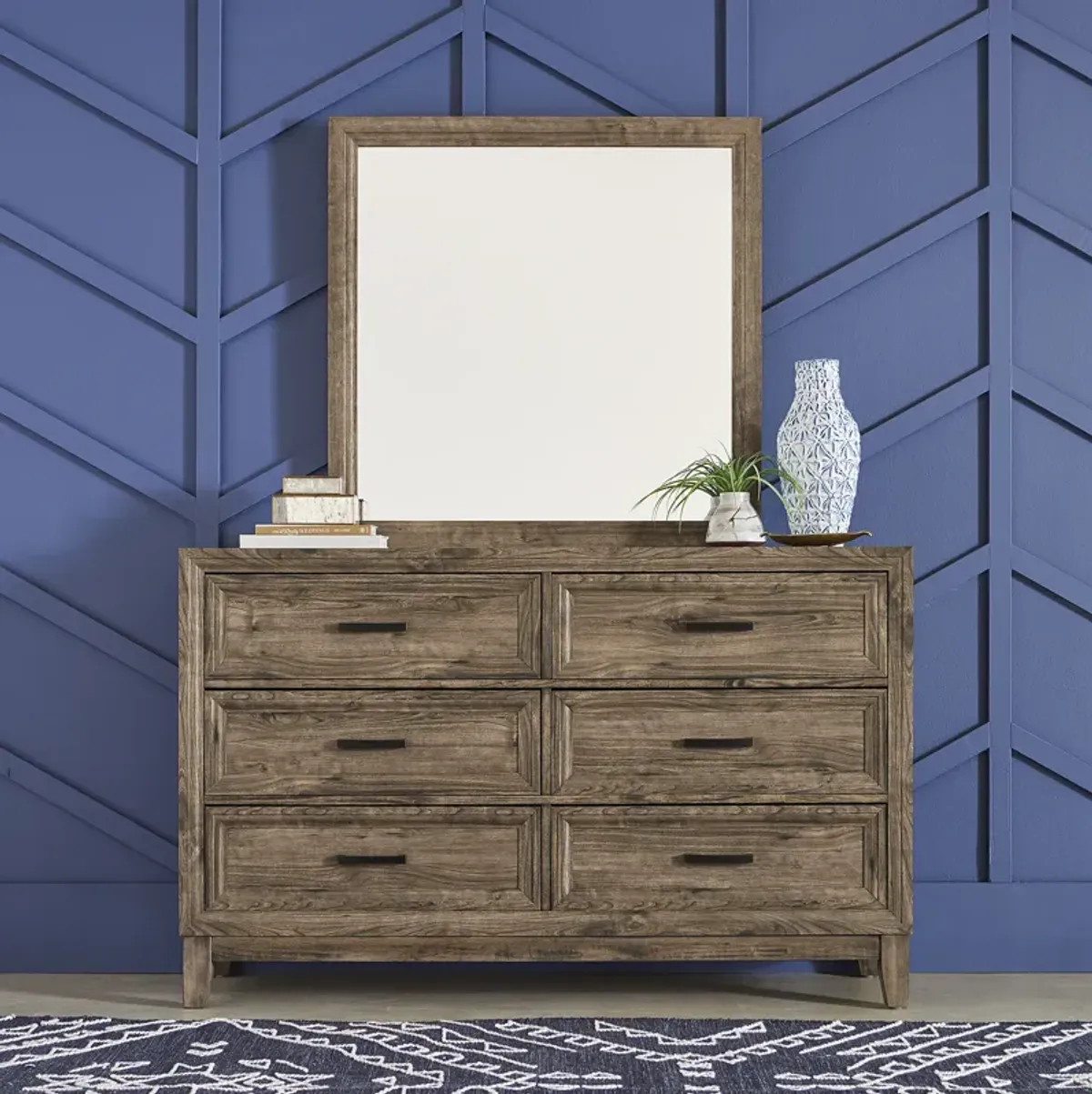 Liberty Furniture Complete California King Set Panel Bed, Dresser & Mirror Ridgecrest