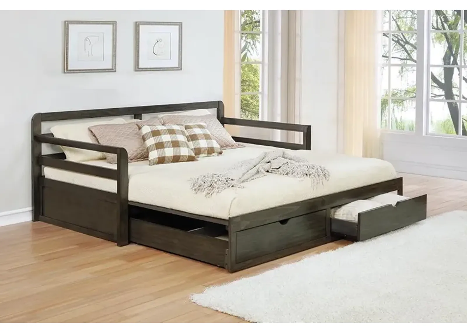 Coaster Sorrento 2-Drawer Twin XL Daybed with Extension Trundle Grey