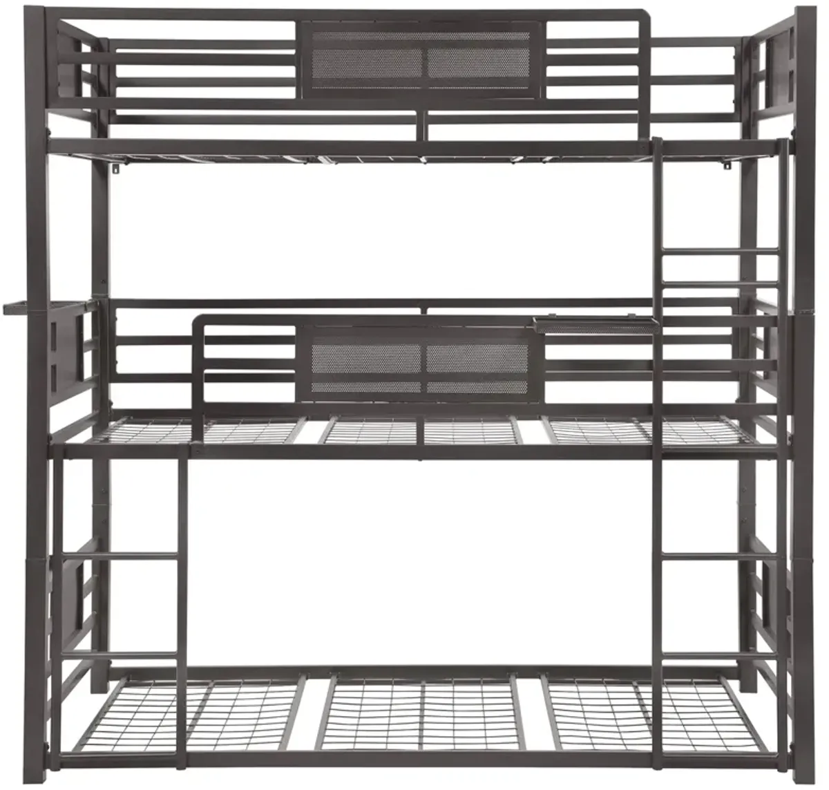 Rogen Metal Twin Triple Bunk Bed Dark Bronze