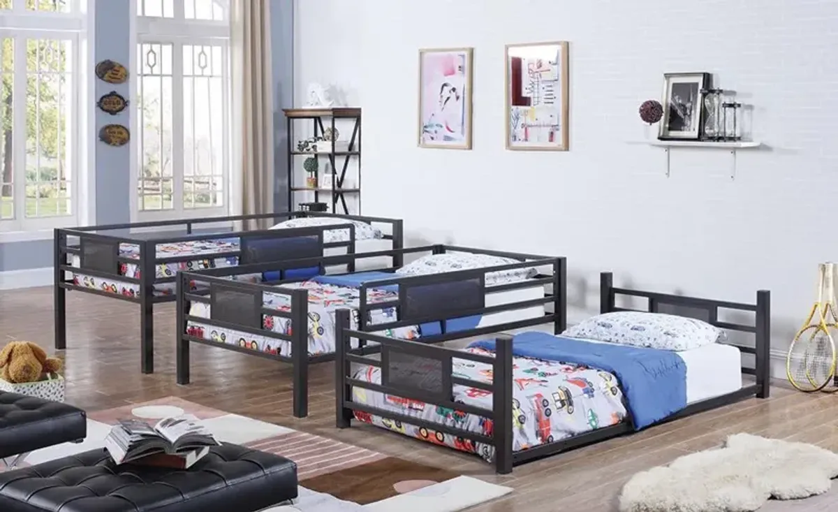 Rogen Metal Twin Triple Bunk Bed Dark Bronze