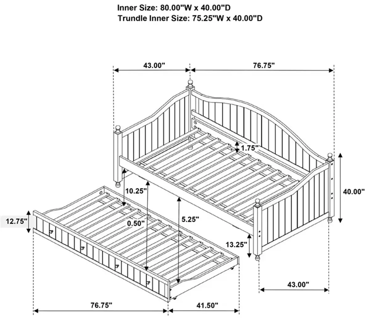 Coaster Julie Ann Wood Twin Daybed with Trundle White