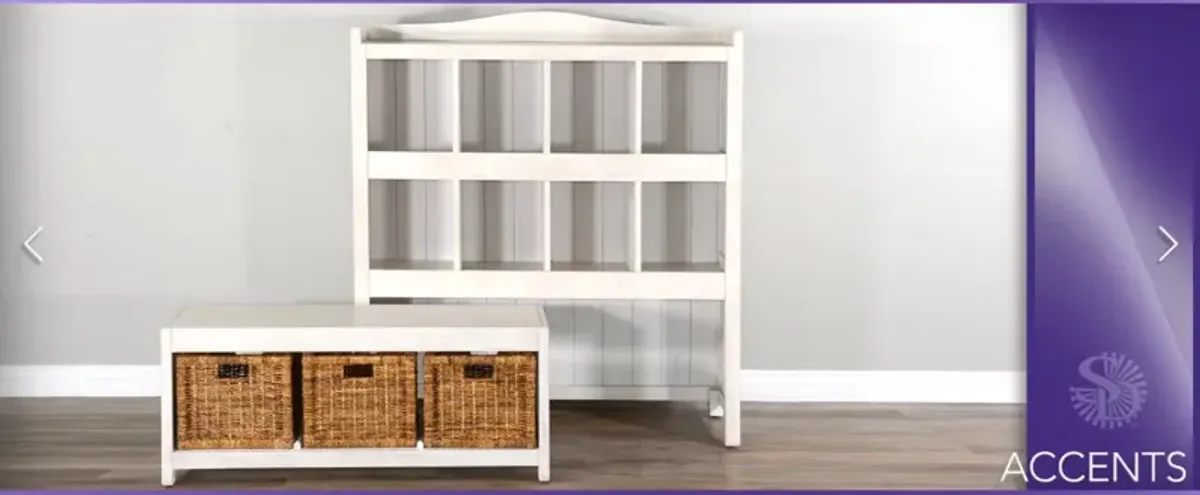 Sunny Designs Marble White Storage Bookcase & Bench