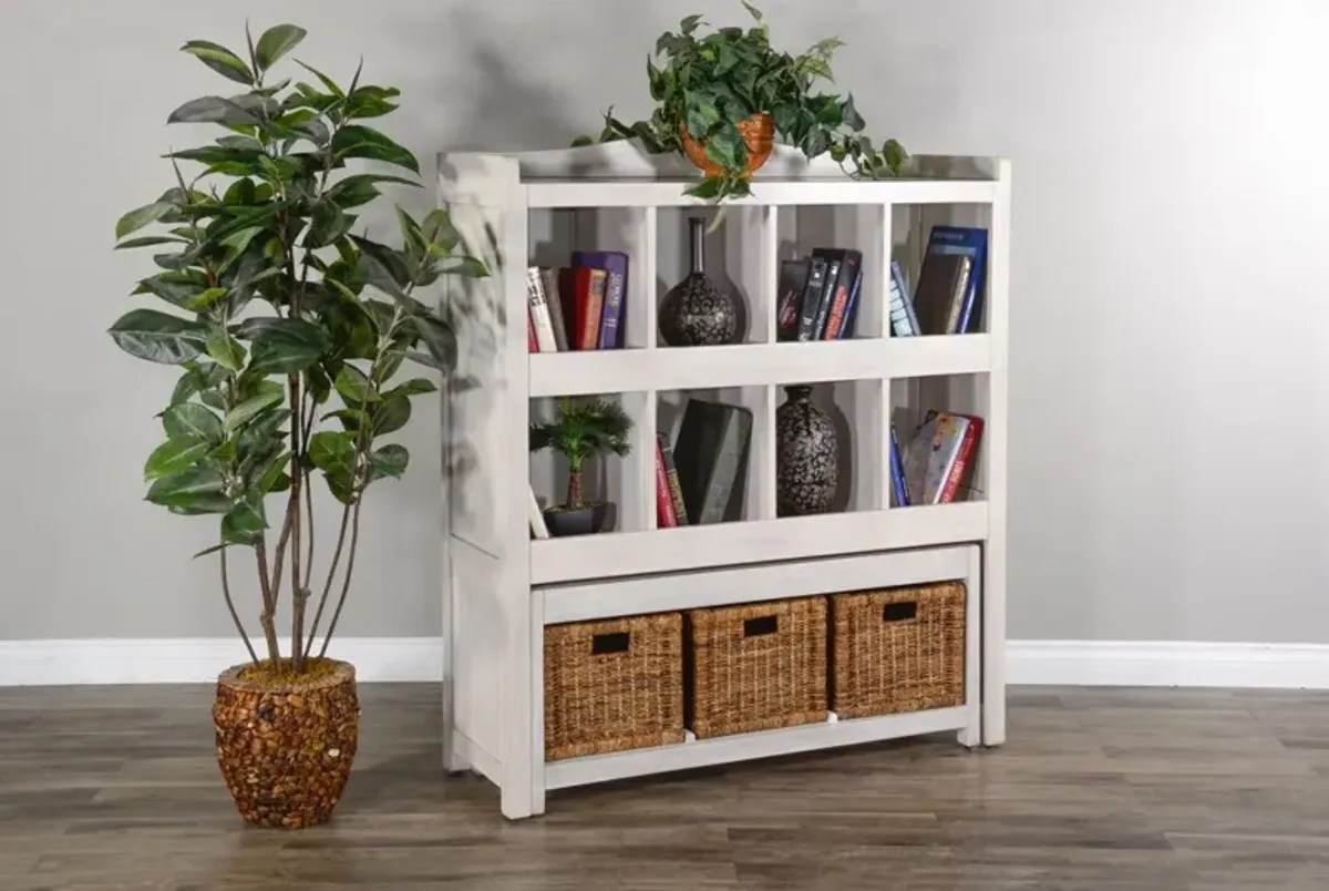 Sunny Designs Marble White Storage Bookcase & Bench