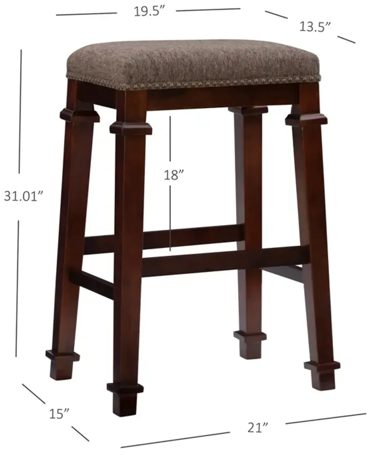 Linon Kennedy Backless Tweed Bar Stool