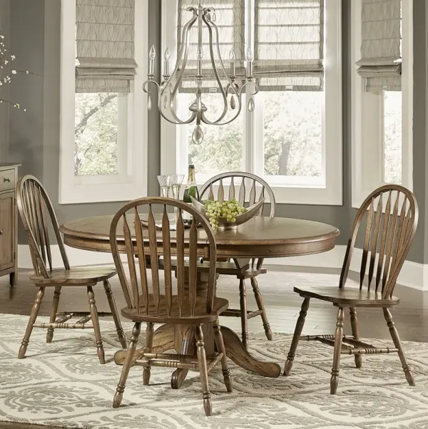 Liberty Furniture Carolina Crossing 5-Piece Antique Honey Pedestal Casual Dining Table Set