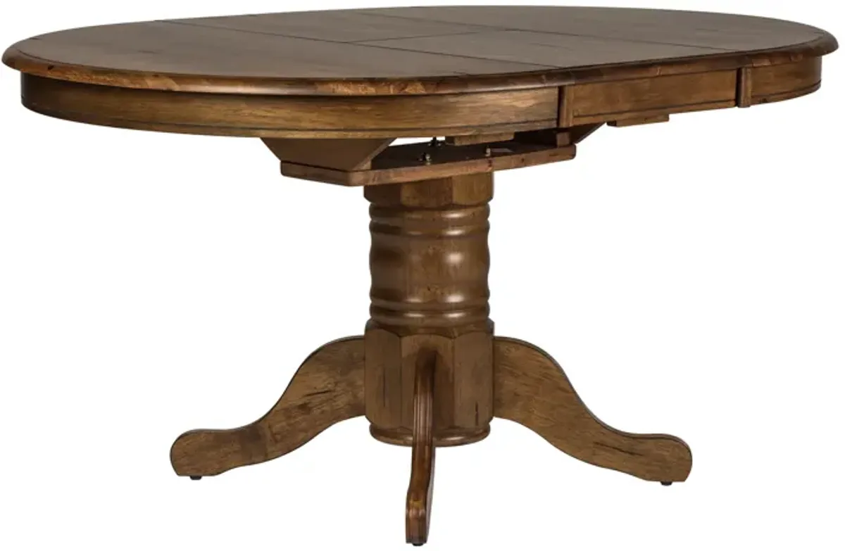 Liberty Furniture Carolina Crossing 5-Piece Antique Honey Pedestal Casual Dining Table Set