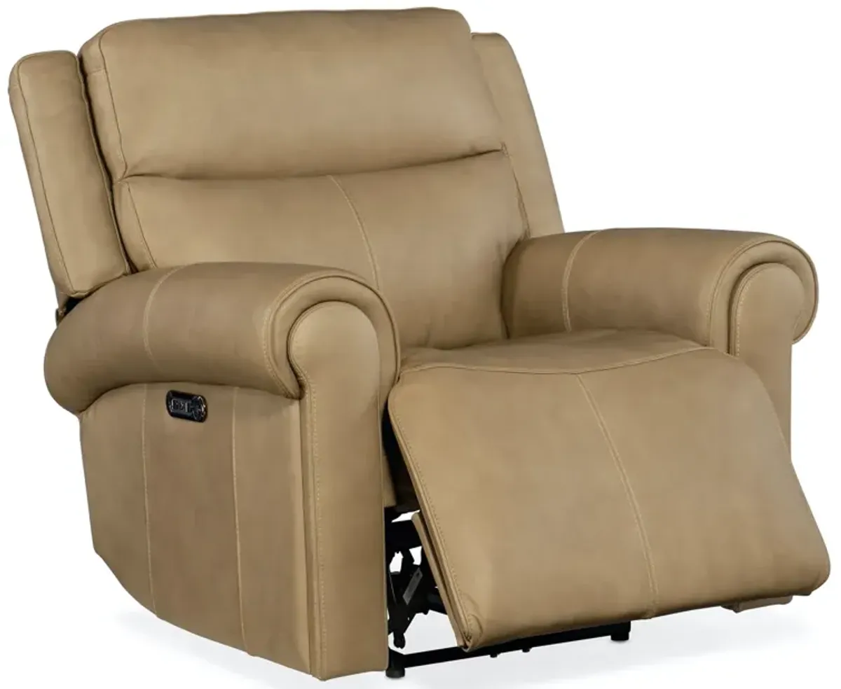 Hooker Furniture Oberon Caruso Sand Leather Zero Gravity Recliner with Power Headrest