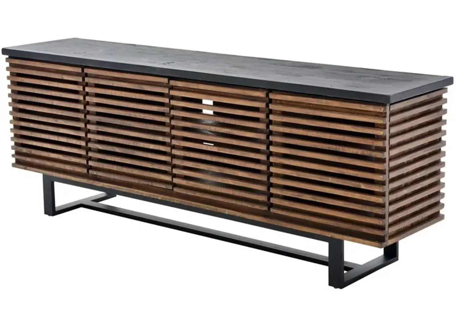 Noble Furniture 78 Inch Slat 4-Door Entertainment TV Stand with Beavercreek Exterior & Vail Top