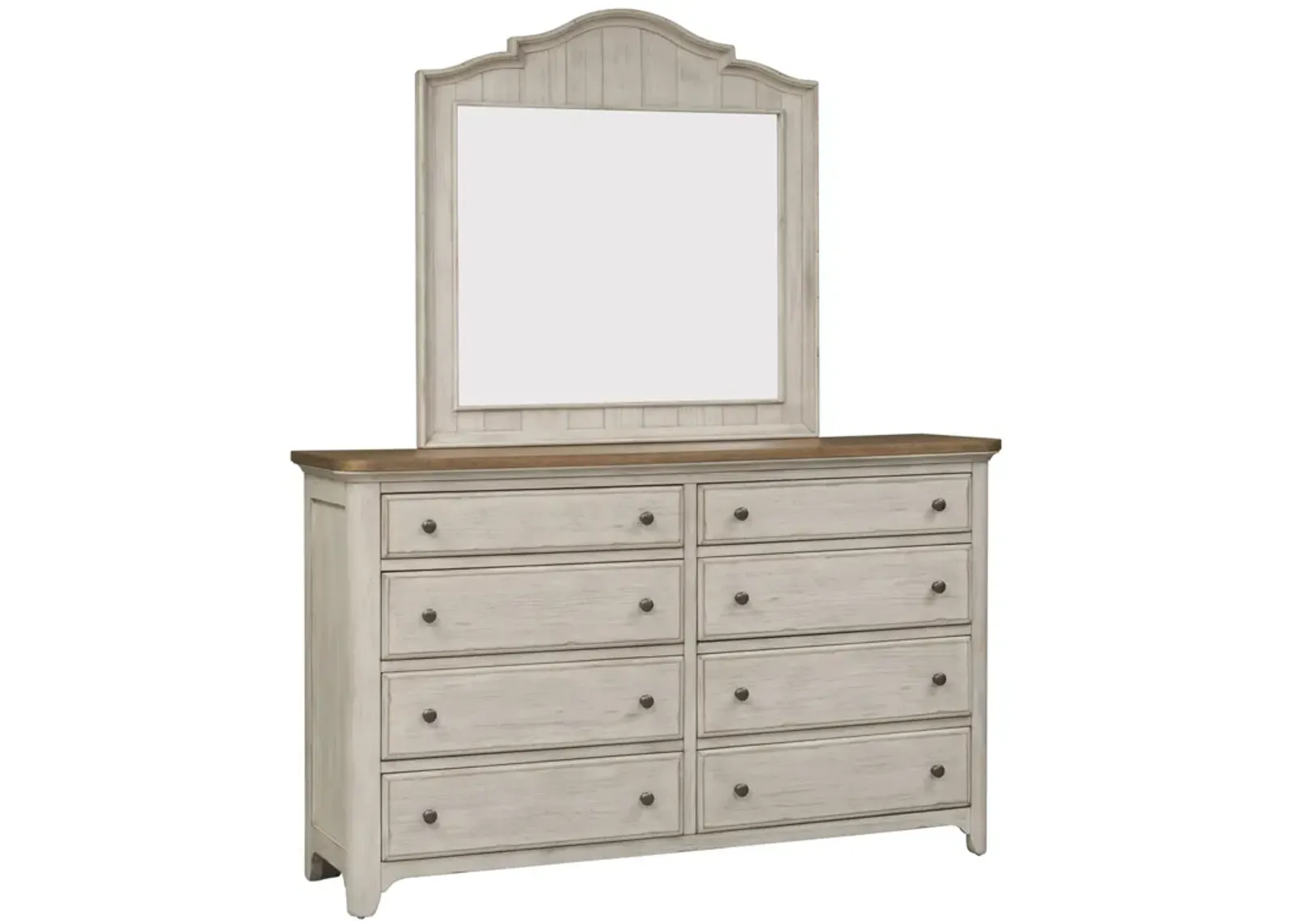 Liberty Furniture Antique White Chestnut Dresser & Mirror Set Farmhouse Reimagined