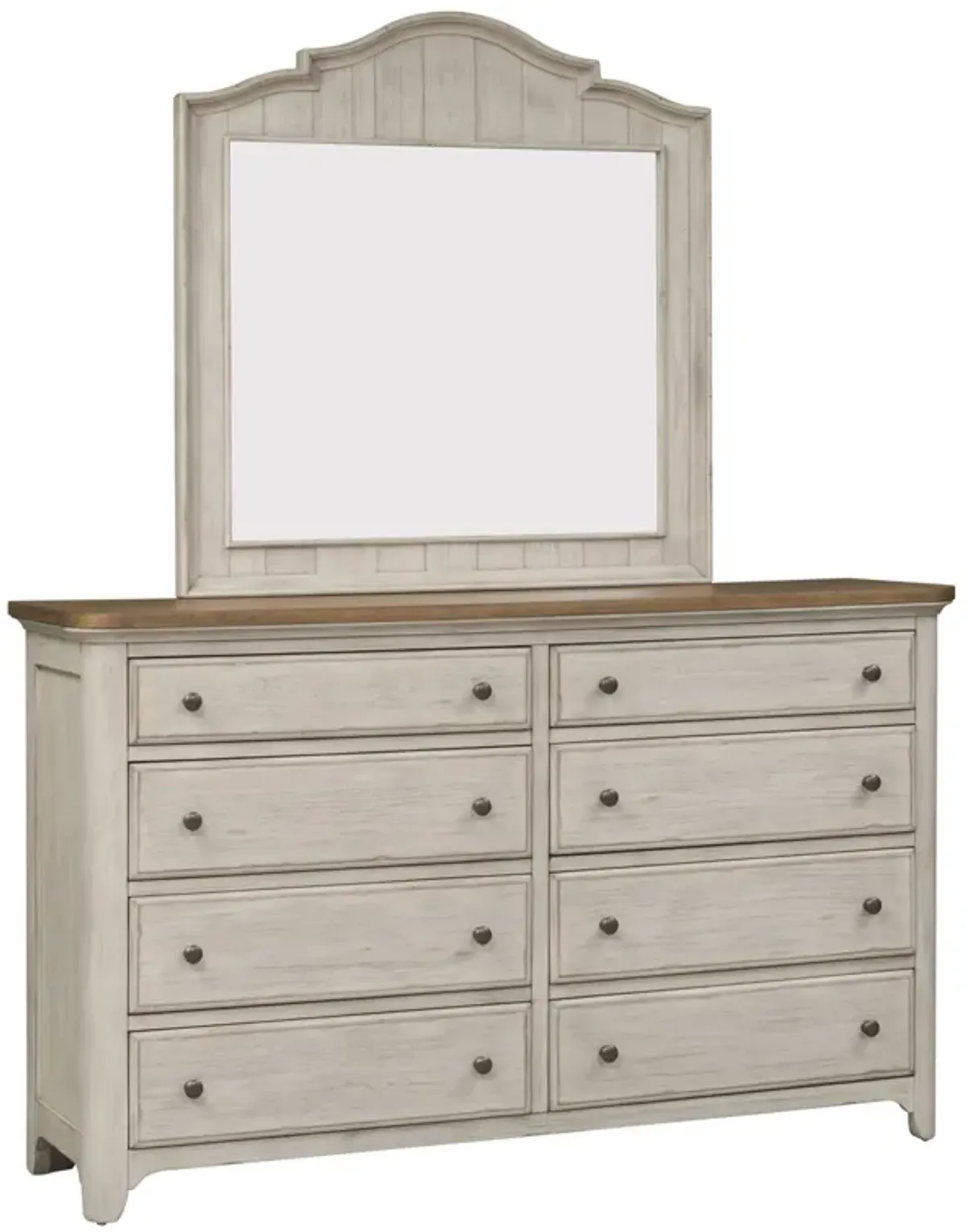 Liberty Furniture Antique White Chestnut Dresser & Mirror Set Farmhouse Reimagined