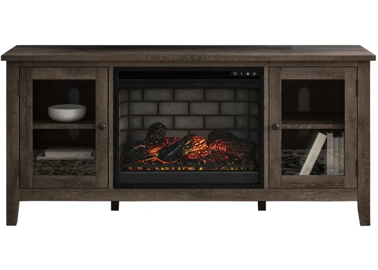 Ashley Arlenbry 60 Inch TV Stand with Electric Fireplace 5386 BTU/1500W Grey