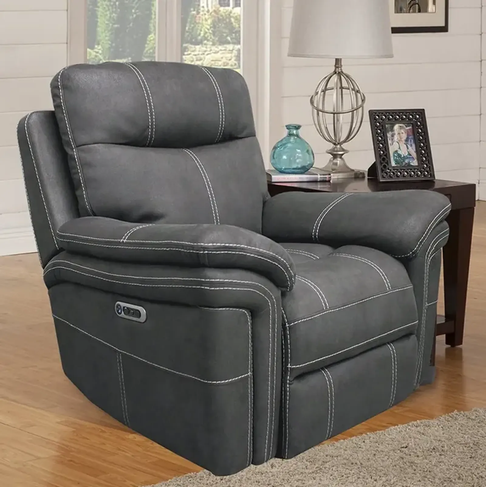 Parker House Mason Collection Power Recliner in Charcoal