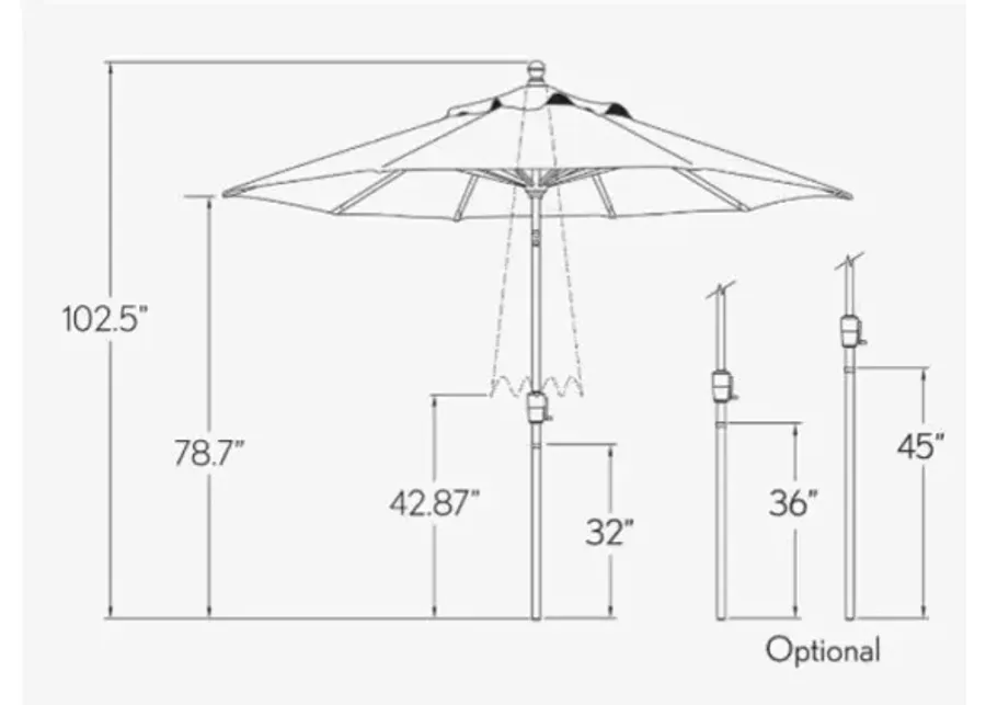 AUQA 9' OCTAGON ANTHRACITE PUSH BUTTON TILT OUTDOOR UMBRELLA