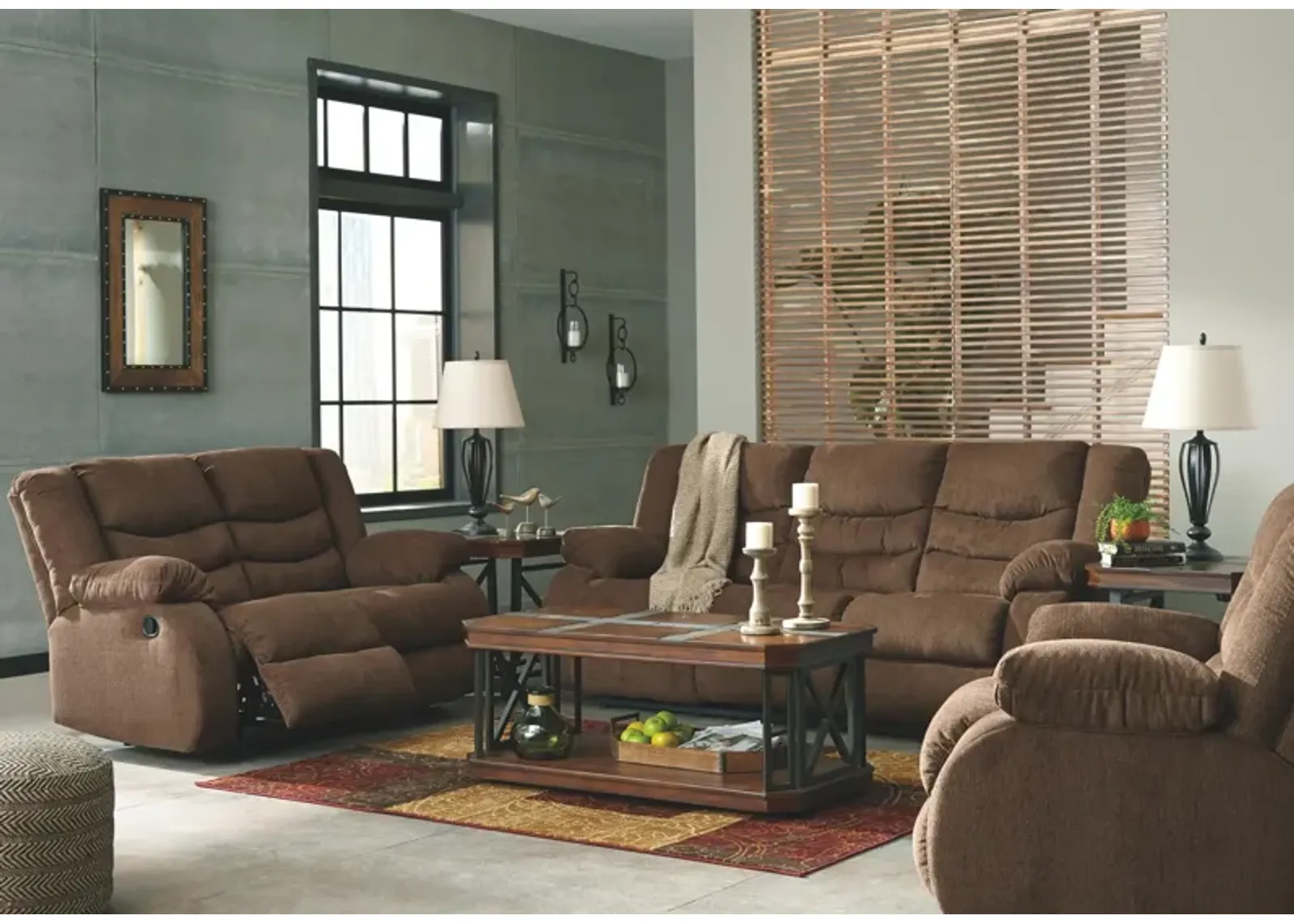 Ashley Tulen Chocolate Reclining Sofa