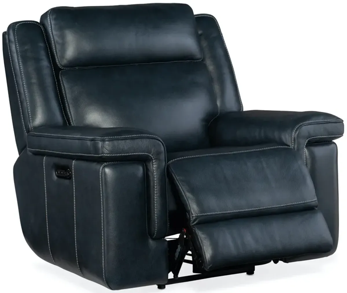 Hooker Furniture Montel Cosmos Cobalt Lay Flat Leather Power Recliner with Power Headrest & Lumbar