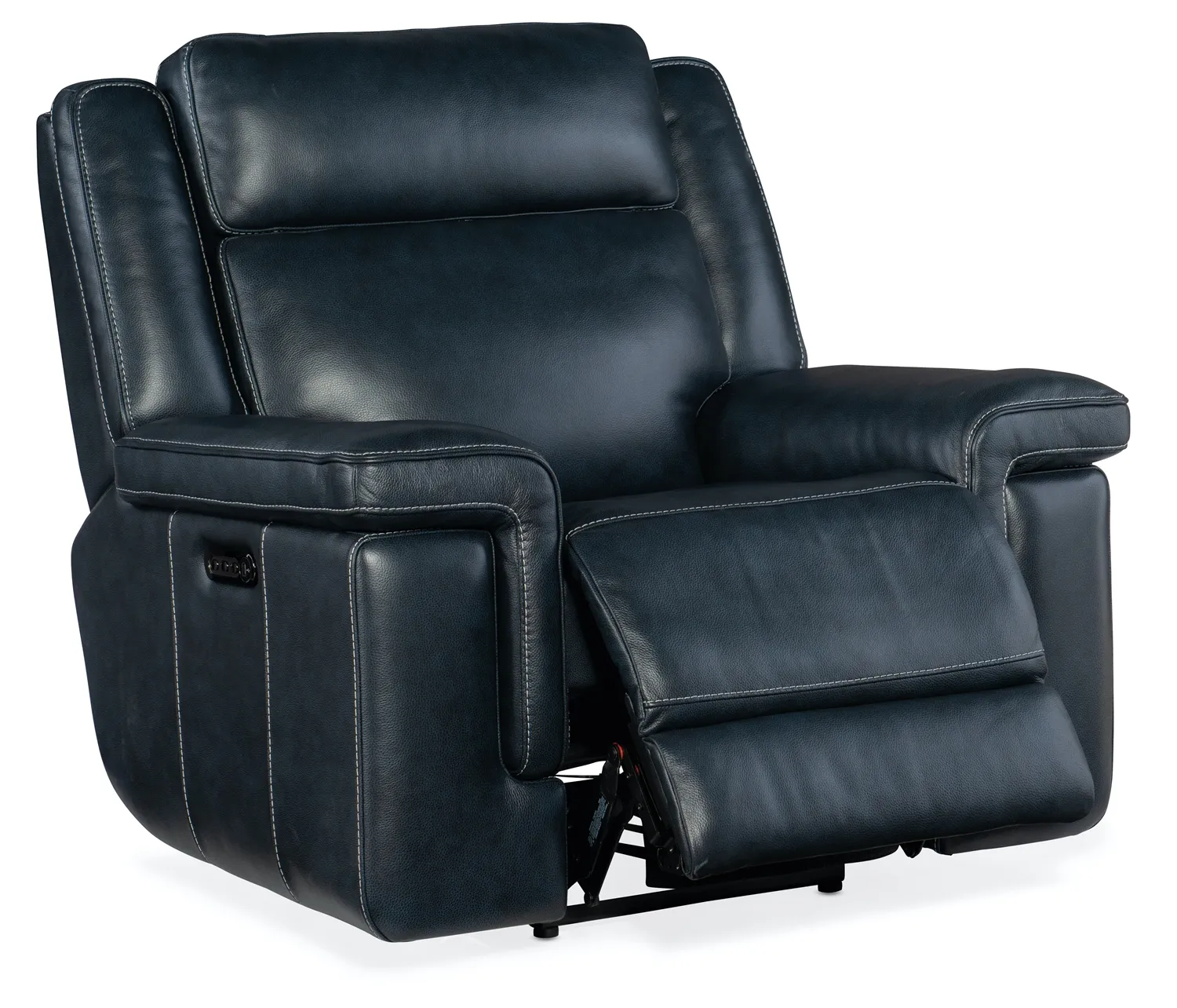 MONTEL COSMOS COBALT LAY FLAT LEATHER POWER RECLINER WITH POWER HEADREST & LUMBAR