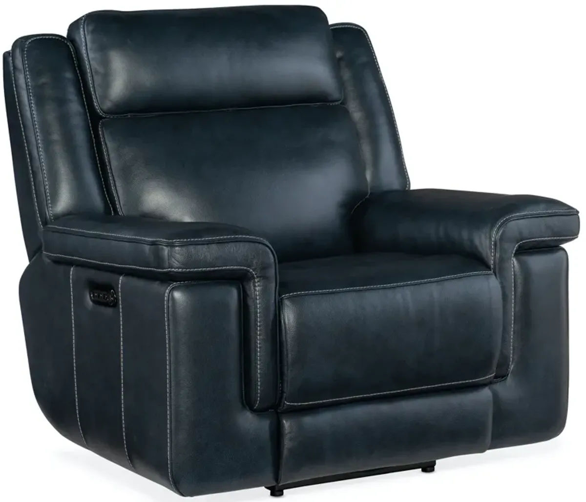 Hooker Furniture Montel Cosmos Cobalt Lay Flat Leather Power Recliner with Power Headrest & Lumbar