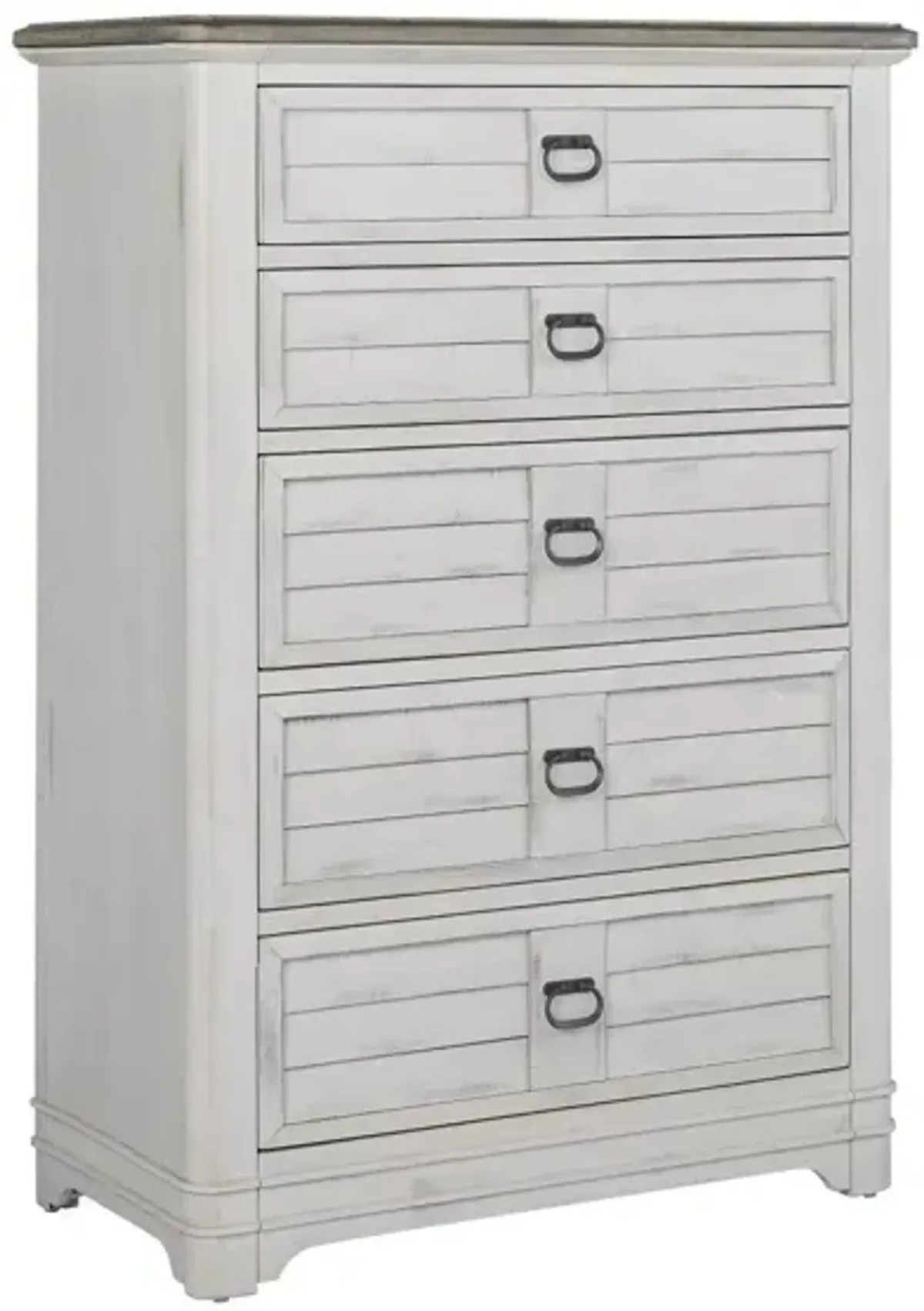 American Woodcrafters Meadowbrook Whitewash Chest with Sand Tops