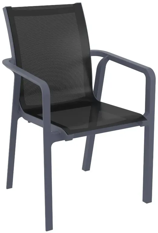 PACIFIC SLING ARM CHAIR DARK GRAY FRAME BLACK SLING