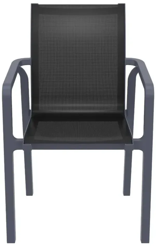 Compamia Pacific Balck Sling Arm Patio Chair Dark Gray