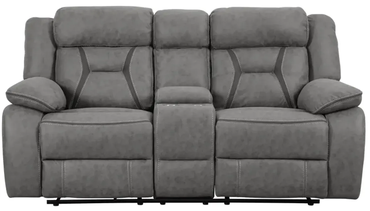 Coaster Higgins Upholstered Motion Reclining Loveseat Grey