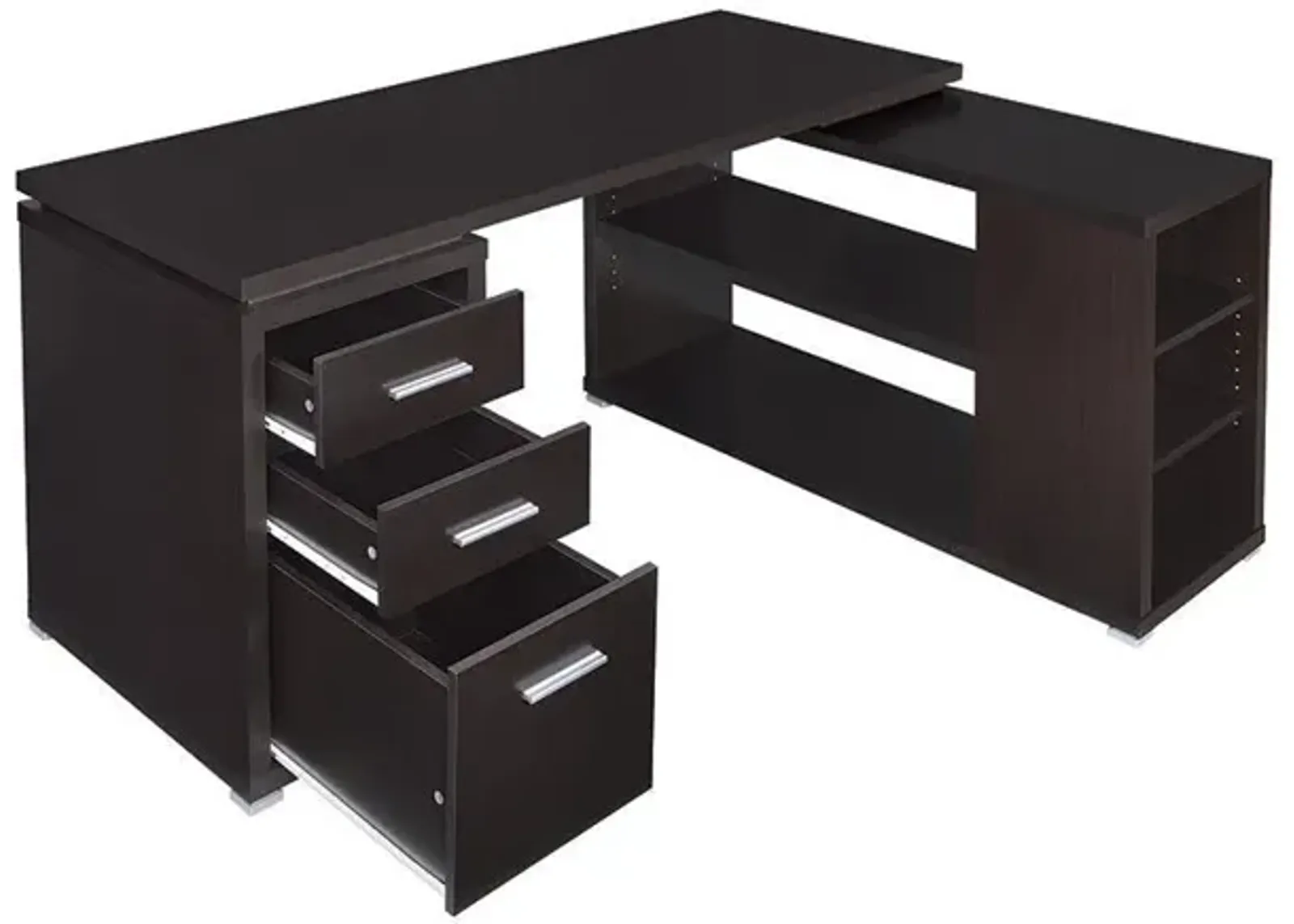 Coaster Yvette 60 Inch 3-Drawer L-Shape Computer Desk Cappuccino