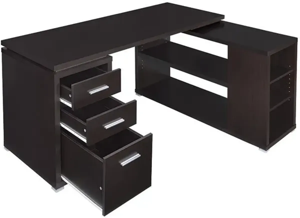 Coaster Yvette 60 Inch 3-Drawer L-Shape Computer Desk Cappuccino