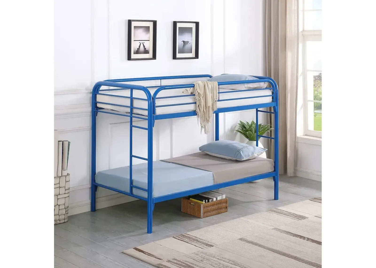 Coaster Morgan Metal Twin Over Twin Bunk Bed Blue