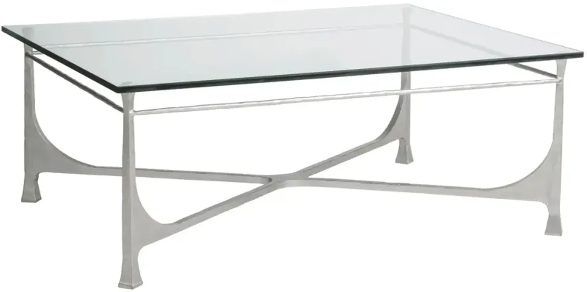 Artistica Home by Lexington Metal Designs Bruno 48 Inch Rectangular Metal Cocktail Table Silver/Gold/Clear