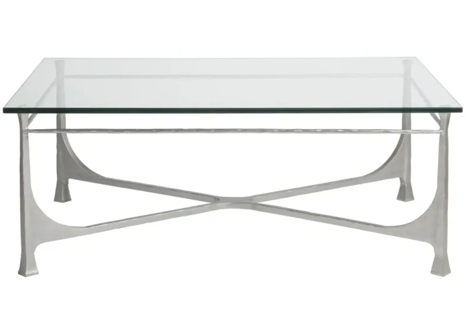 Artistica Home by Lexington Metal Designs Bruno 48 Inch Rectangular Metal Cocktail Table Silver/Gold/Clear