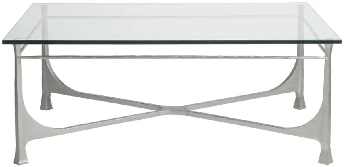 Artistica Home by Lexington Metal Designs Bruno 48 Inch Rectangular Metal Cocktail Table Silver/Gold/Clear