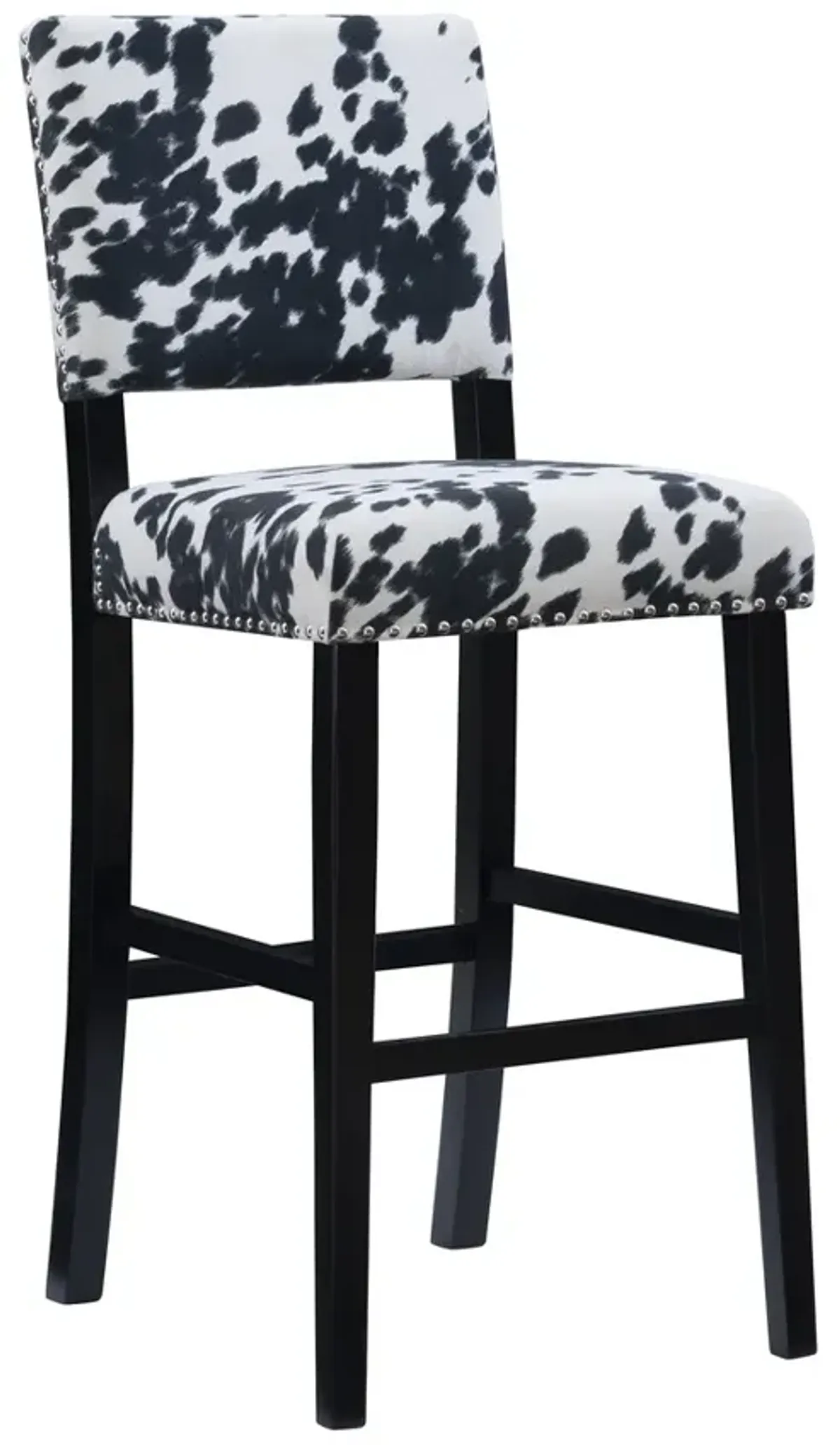 Linon Corey Black Cow Print Bar Stool