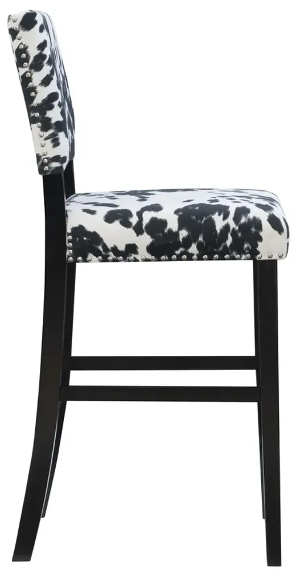 Linon Corey Black Cow Print Bar Stool