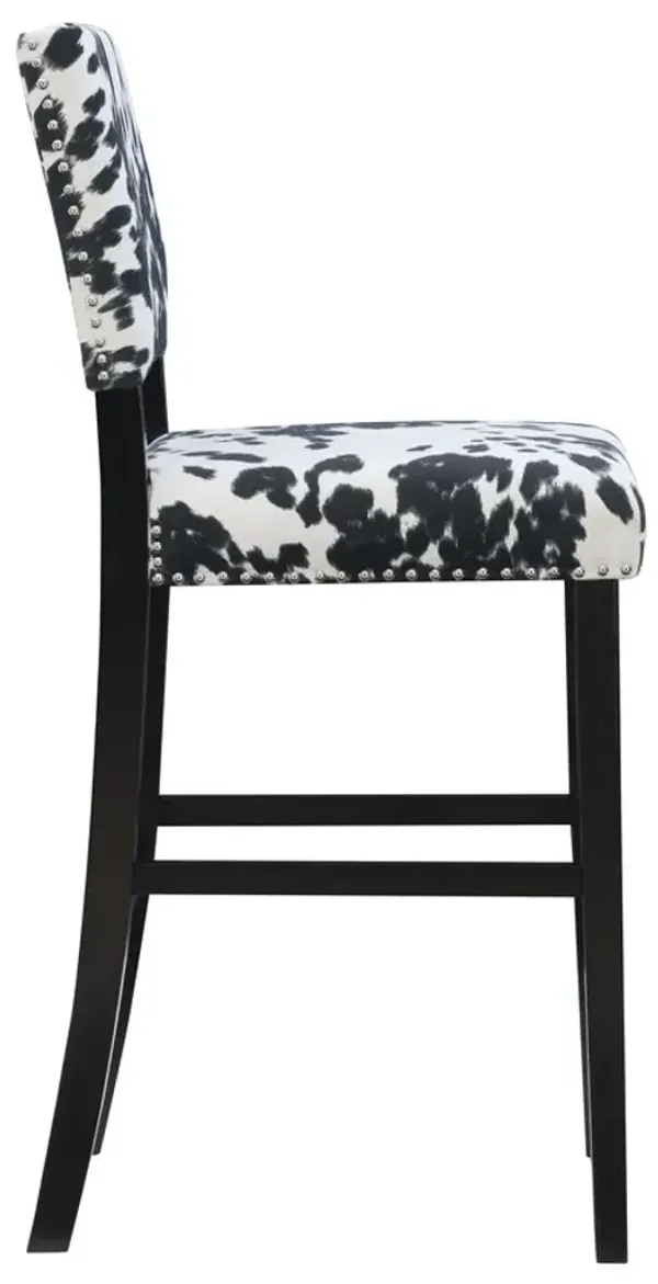 Linon Corey Black Cow Print Bar Stool
