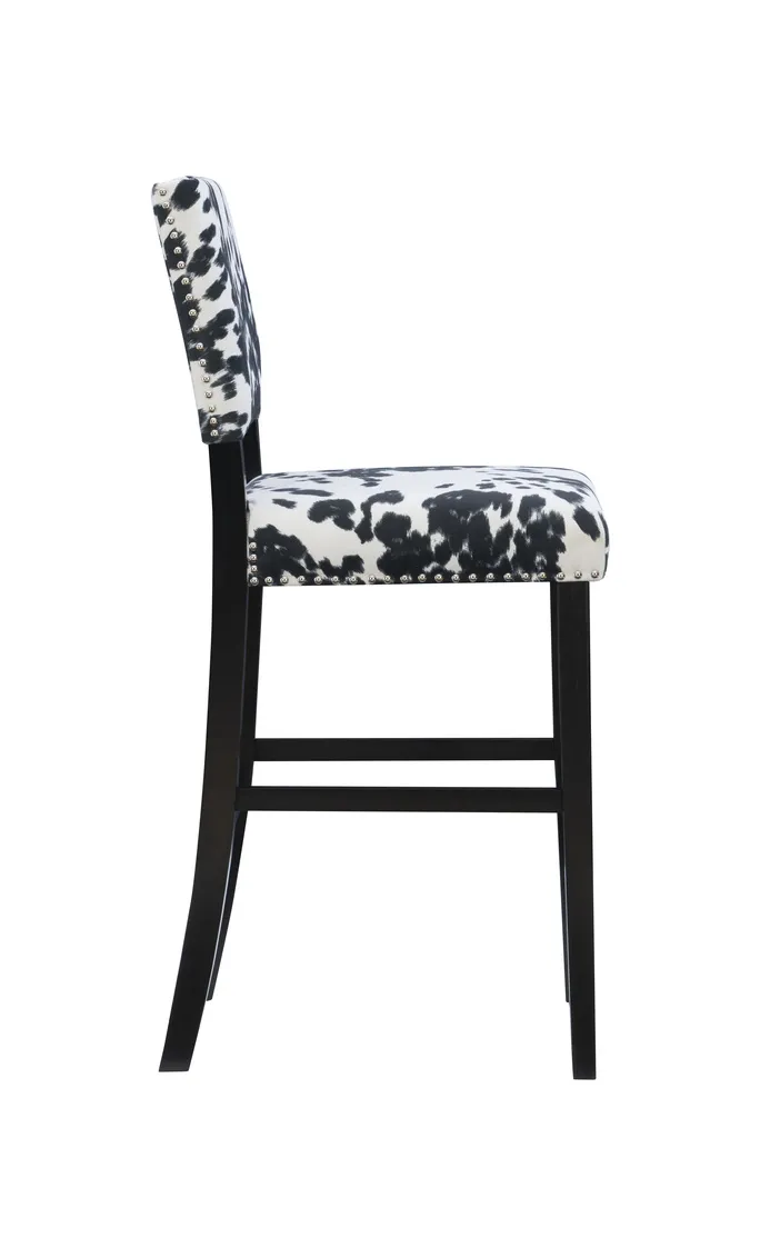 COREY BLACK COW PRINT BAR STOOL