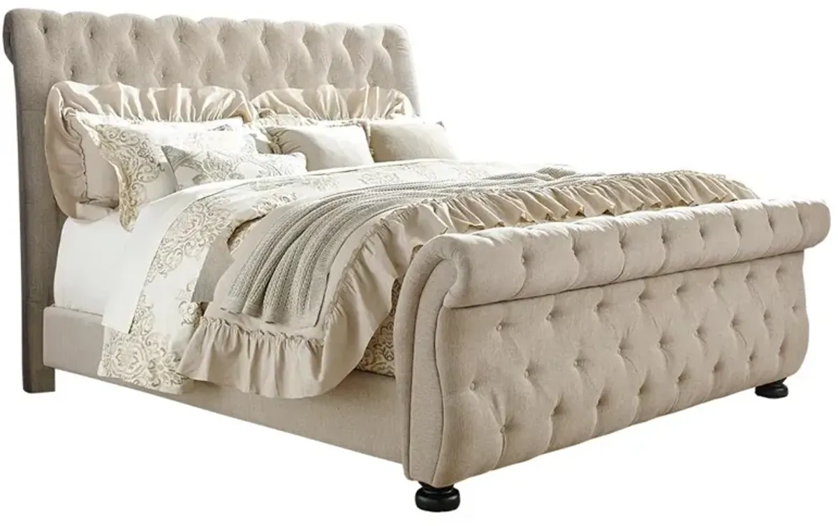 Ashley Willenburg Linen King Upholstered Sleigh Bed