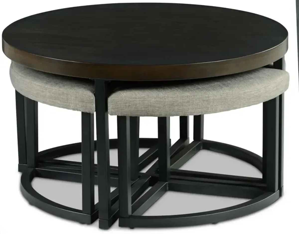 Steve Silver Yukon Walnut Coffee Table with Stools