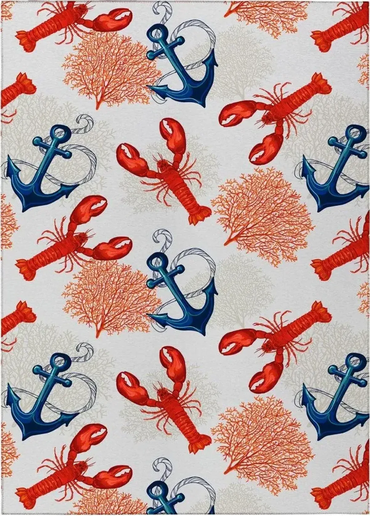 Dalyn Maritime Melody Coastal Charm Lobster & Anchor 5'X8' Area Rug