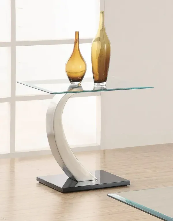 Coaster Pruitt Rectangular Glass Top Metal Side End Table Satin