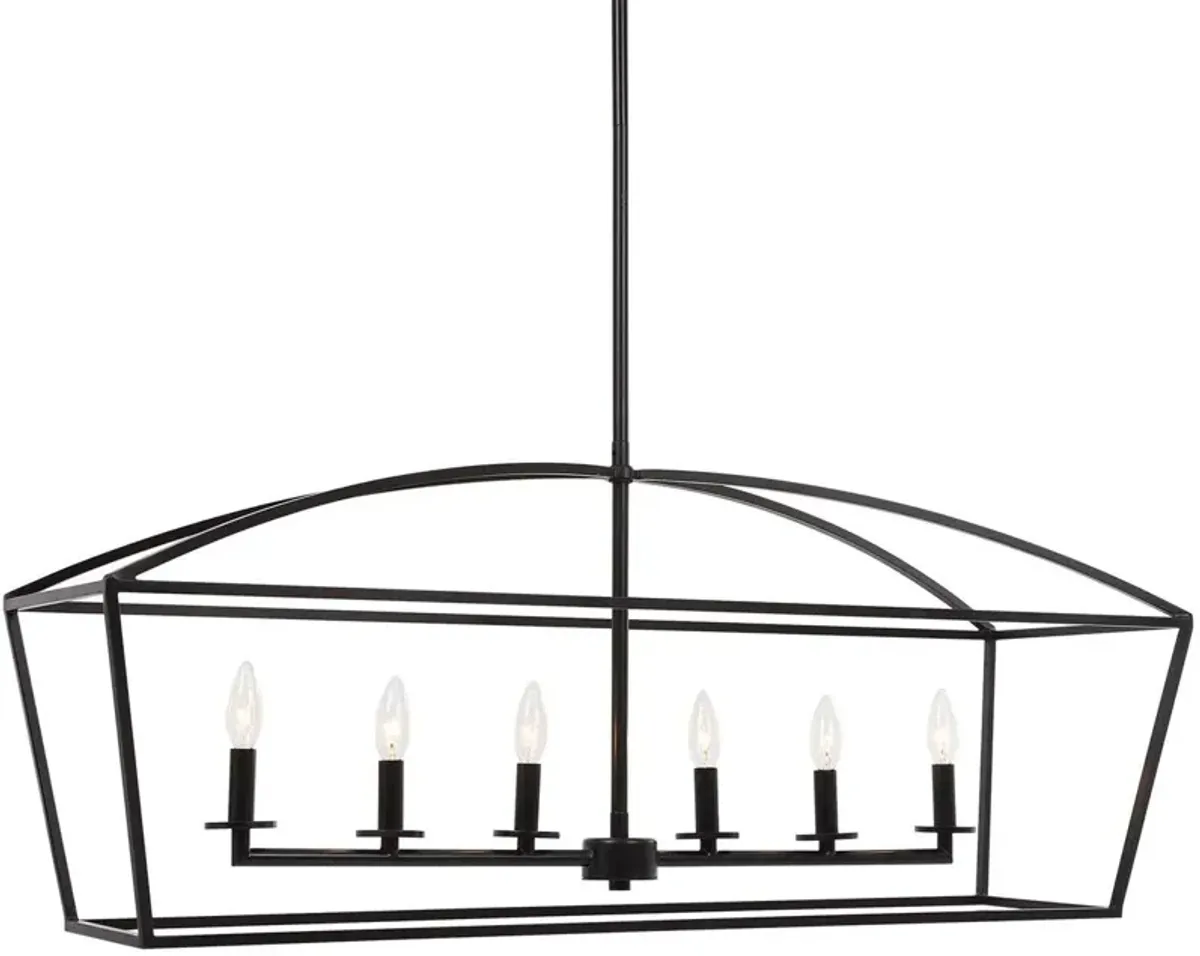 Uttermost Brookdale Deep Weathered Bronze Industrial 6-Light Linear Chandelier