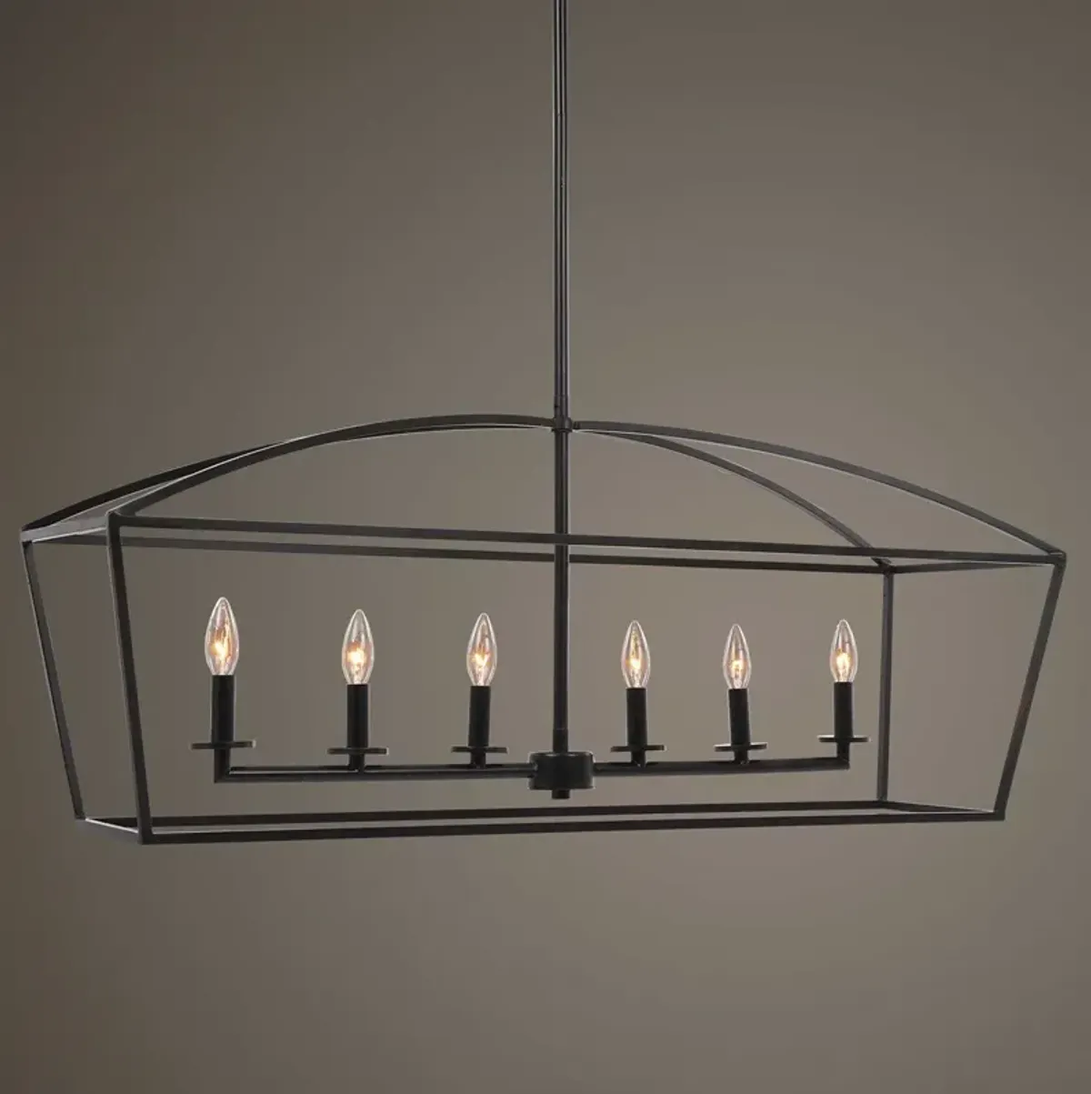 Uttermost Brookdale Deep Weathered Bronze Industrial 6-Light Linear Chandelier