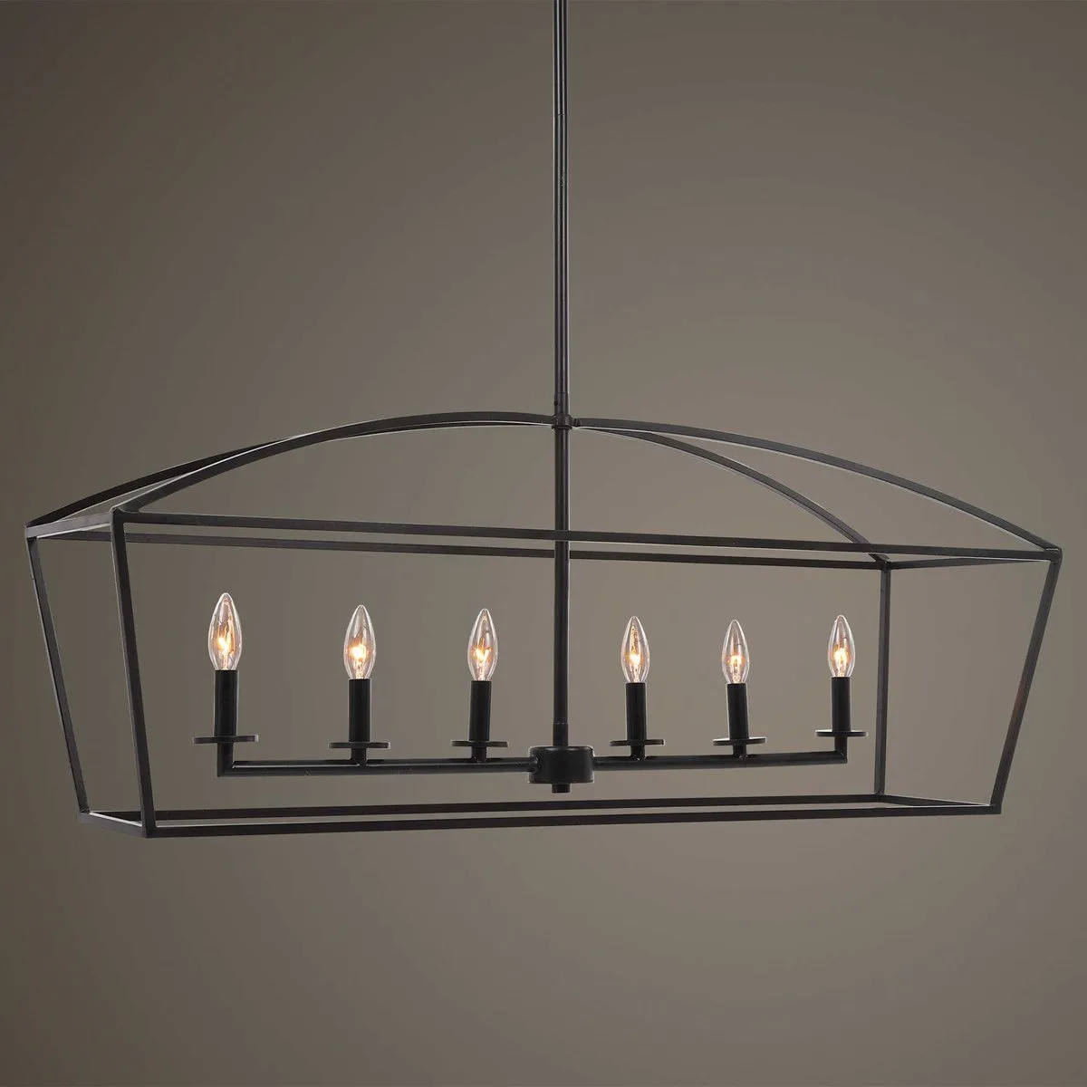 BROOKDALE DEEP WEATHERED BRONZE INDUSTRIAL 6-LIGHT LINEAR CHANDELIER