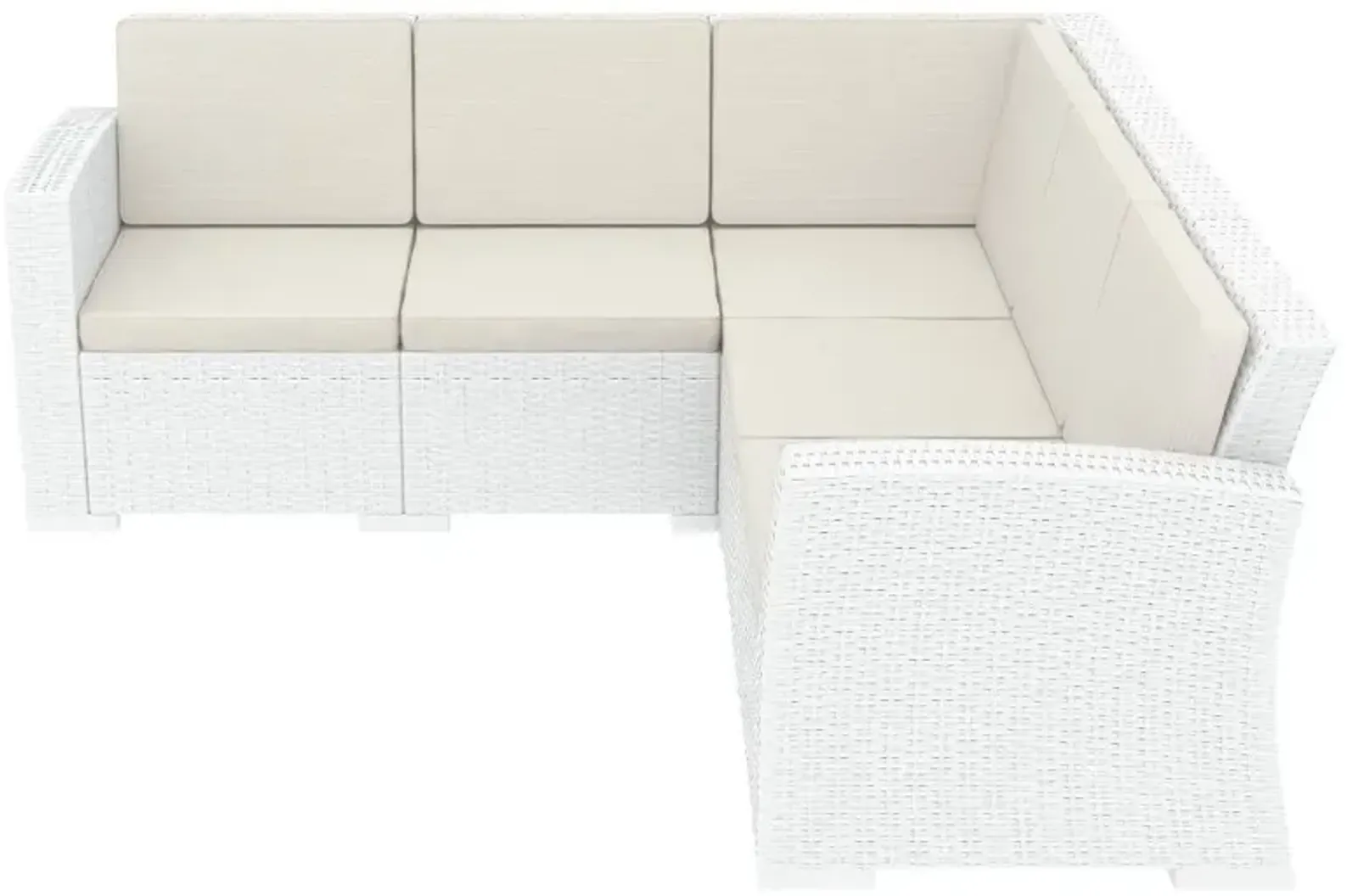 Compamia Monaco Resin Outdoor Patio Sectional 5-Piece White with Sunbrella Natural Cushion