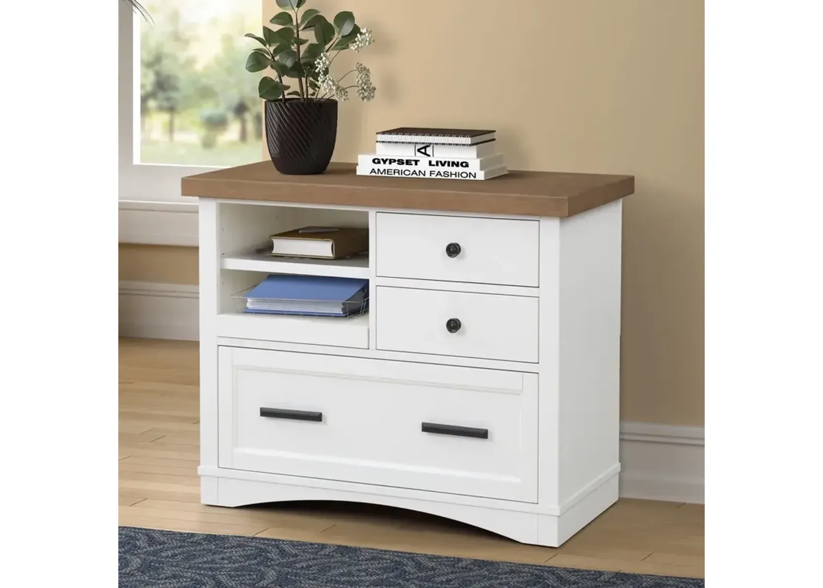 Parker House Americana Modern Collection Functional File with Power Center in Cotton Color